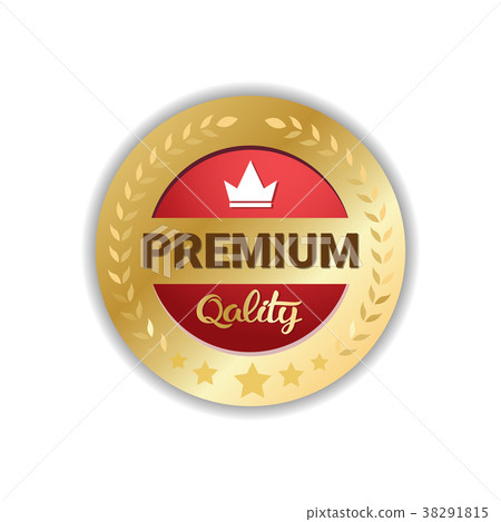 Premium Quality Seal Golden Medal Icon Sticker Premium Quality Seal Golden Medal Icon Sticker 38291815