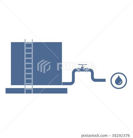 Stylized icon of the tank with oil and a pipe with Stylized icon of the tank with oil and a pipe with 38292376