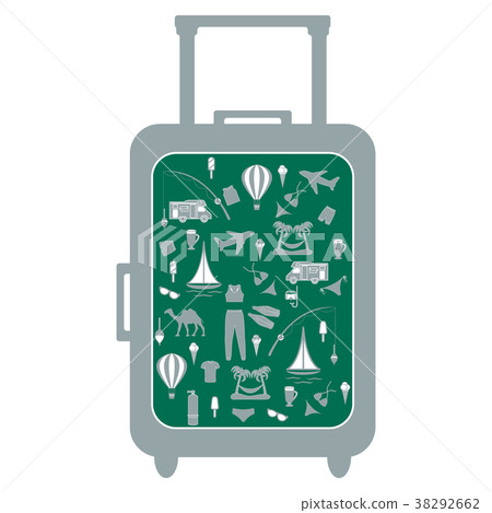 colorful suitcase with different pictures on the colorful suitcase with different pictures on the 38292662
