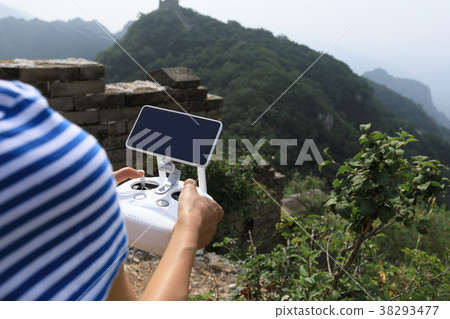 flying drone taking photo of the great wall flying drone taking photo of the great wall 38293477