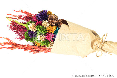 Closeup brown bouquet of colorful dry flower Closeup brown bouquet of colorful dry flower 38294100