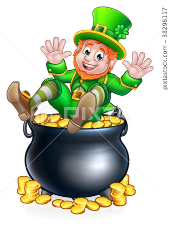 St Patricks Day Leprechaun and Pot of Gold 38296117