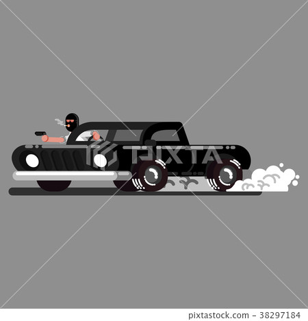 Criminal drives a car and shoot 38297184