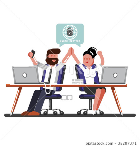 Man and woman celebrate 38297371