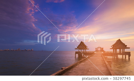 Beautiful after sunset sky with walking way Beautiful after sunset sky with walking way 38297745
