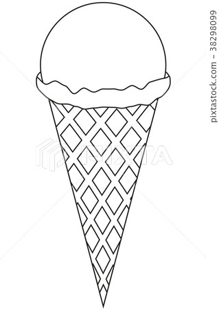Black and white line art icon ice cream. 38298099