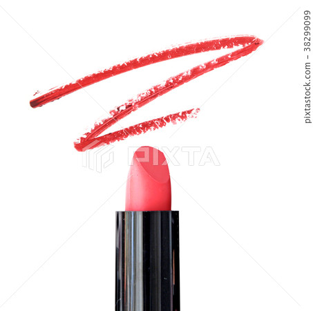 Red lipstick with smudged red line on white Red lipstick with smudged red line on white 38299099