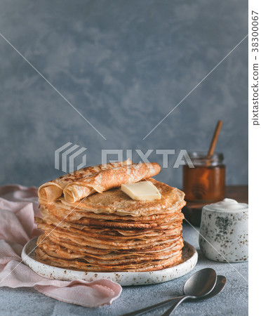 russian pancakes blini with copy space 38300067