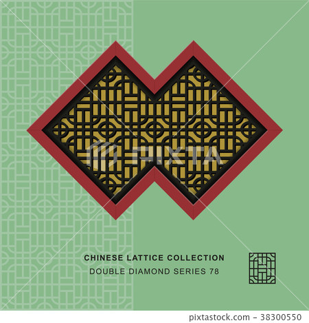 Chinese window tracery retro geometry frame 38300550