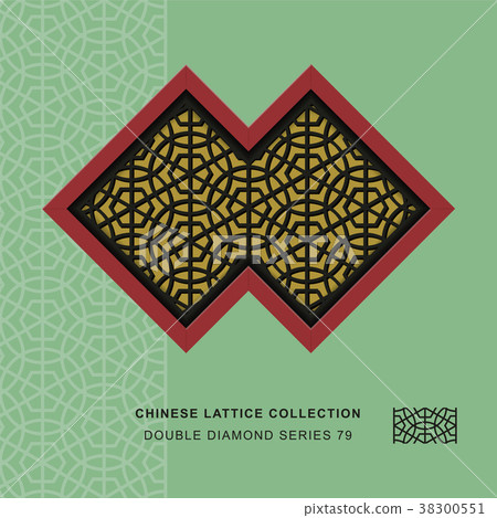 Chinese window tracery retro geometry frame 38300551