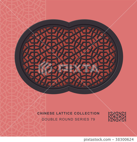 Chinese window tracery retro geometry frame 38300624