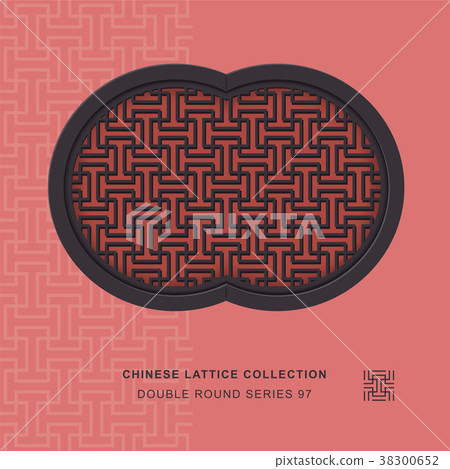 Chinese window tracery retro geometry frame 38300652