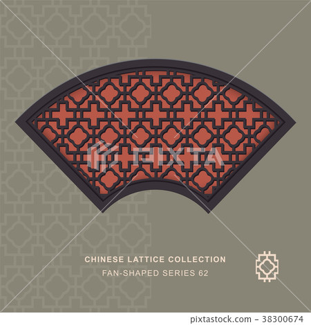 Chinese window tracery retro geometry frame 38300674