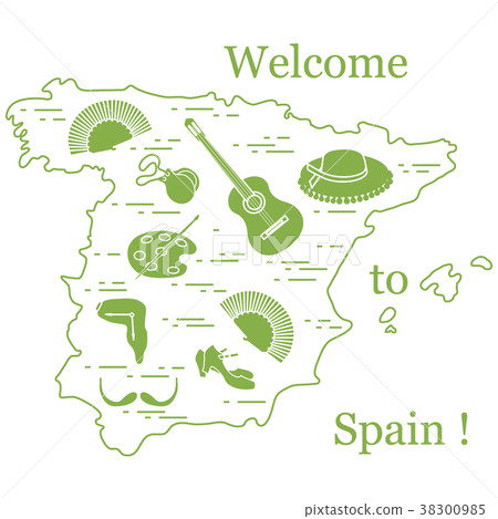 various symbols of Spain arranged in a circle various symbols of Spain arranged in a circle 38300985