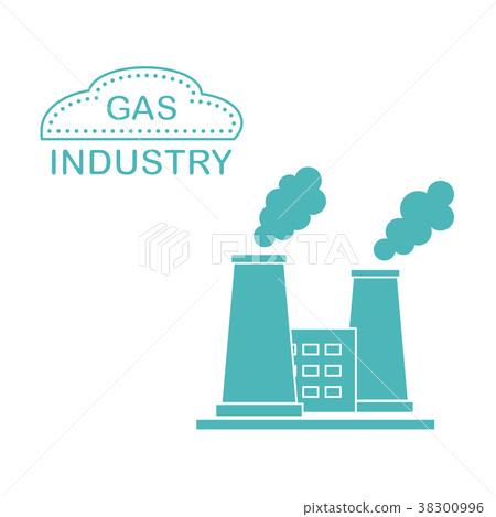 Gas processing plant with smoking chimneys 38300996