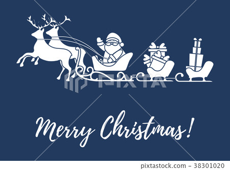 Santa Claus with Christmas presents in sleighs 38301020