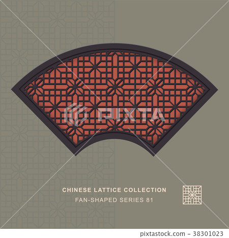 Chinese window tracery retro geometry frame 38301023