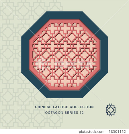 Chinese window tracery retro geometry frame 38301132