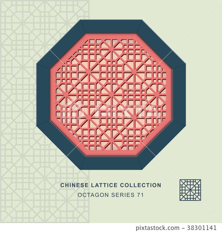 Chinese window tracery retro geometry frame 38301141