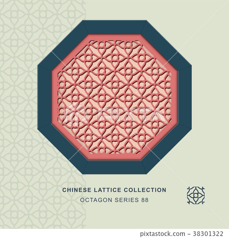 Chinese window tracery retro geometry frame 38301322