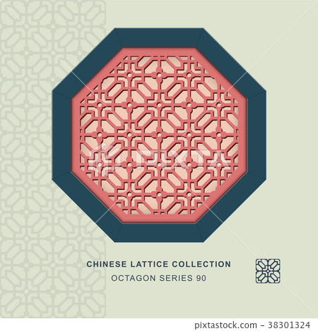Chinese window tracery retro geometry frame 38301324