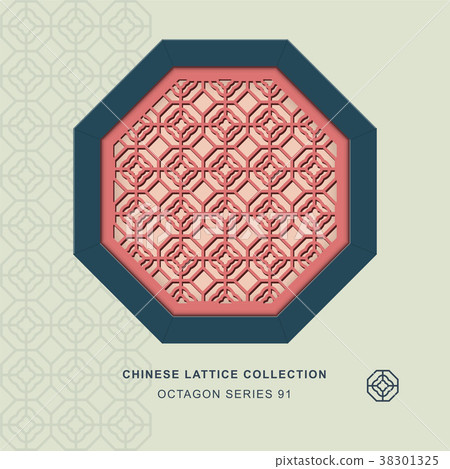 Chinese window tracery retro geometry frame 38301325