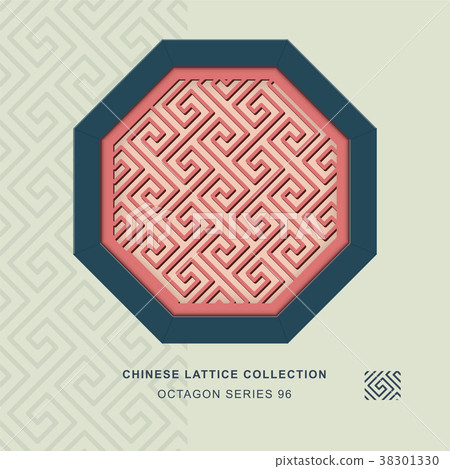 Chinese window tracery retro geometry frame 38301330