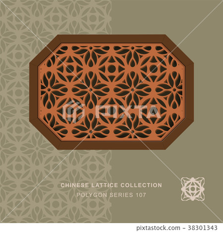 Chinese window tracery retro geometry frame Chinese window tracery retro geometry frame 38301343