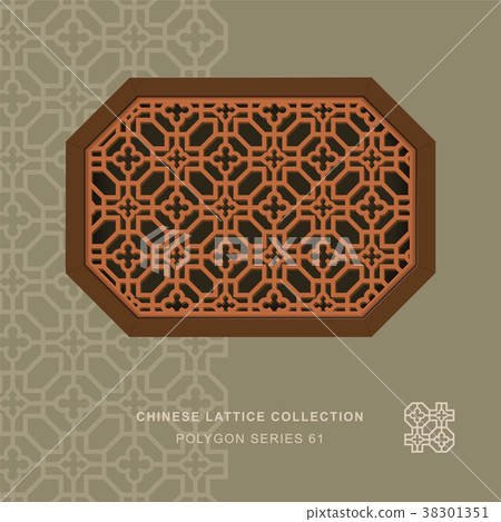 Chinese window tracery retro geometry frame 38301351