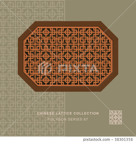 Chinese window tracery retro geometry frame 38301358