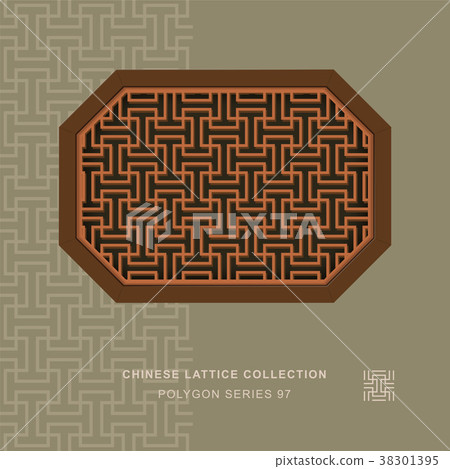 Chinese window tracery retro geometry frame Chinese window tracery retro geometry frame 38301395