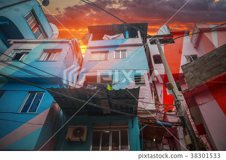 Rio de Janeiro downtown and favela 38301533