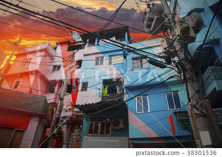Rio de Janeiro downtown and favela 38301536