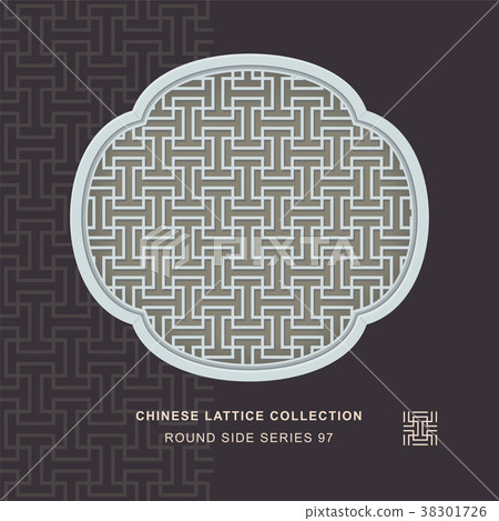 Chinese window tracery retro geometry frame 38301726