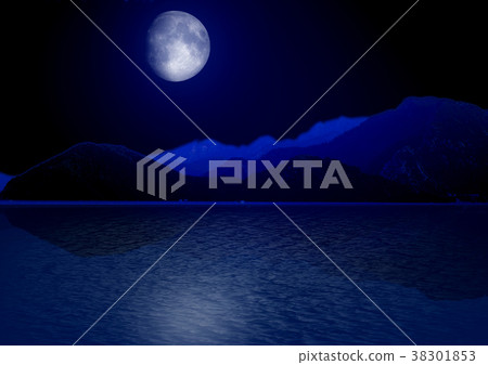 moon in the star sky reflected in water moon in the star sky reflected in water 38301853