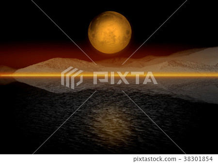 moon in the star sky reflected in water moon in the star sky reflected in water 38301854