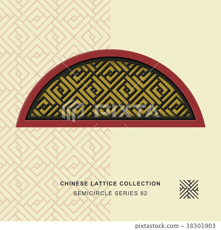 Chinese window tracery retro geometry frame 38301903