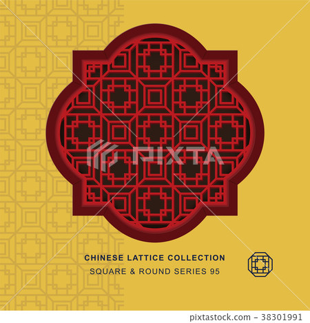 Chinese window tracery retro geometry frame Chinese window tracery retro geometry frame 38301991