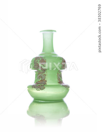 Green glass vase isolated on white backround 38302769