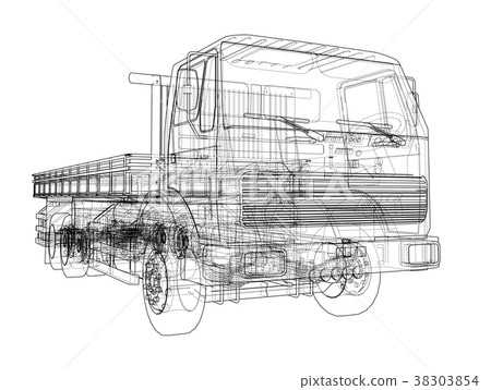 European truck outlined vector 38303854