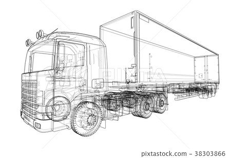 European truck outlined vector European truck outlined vector 38303866