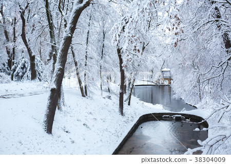 Lake near the Chinese bridge in Ukraine 38304009