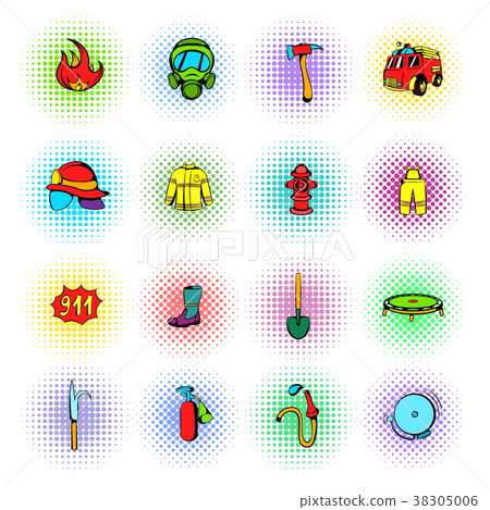 Firefighter icons set Firefighter icons set 38305006
