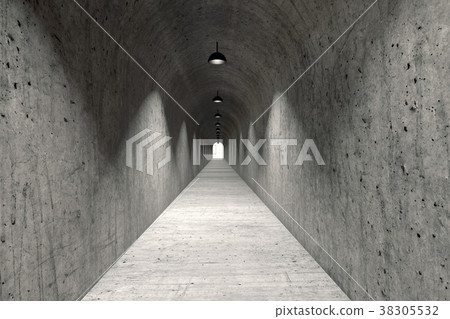 Long Narrow Concrete Corridor 38305532