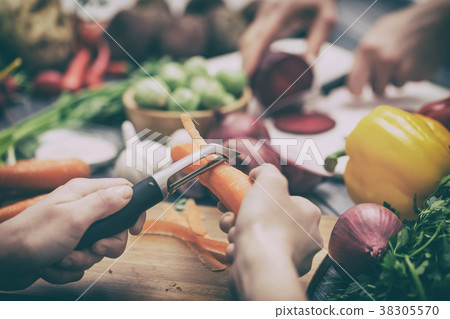 Preparing vegetables for a meal. 38305570