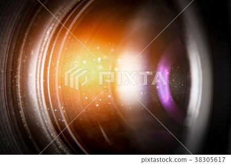 Camera lens with lense reflections. 38305617