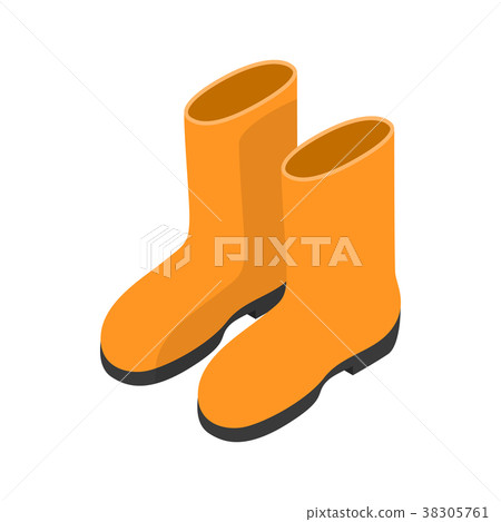 Yellow rubber boots icon, isometric 3d style  38305761
