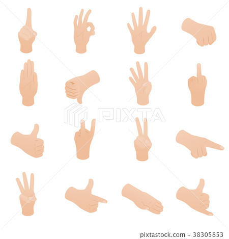 Hand set in isometric 3d style 38305853