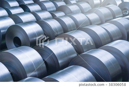 Cold rolled steel coil at storage area in steel Cold rolled steel coil at storage area in steel 38306058