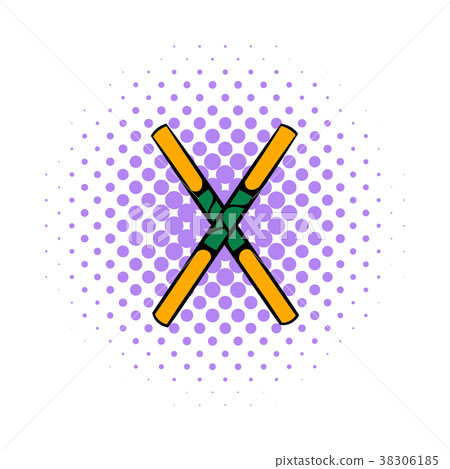 Wooden sword bokken  icon, comics style 38306185